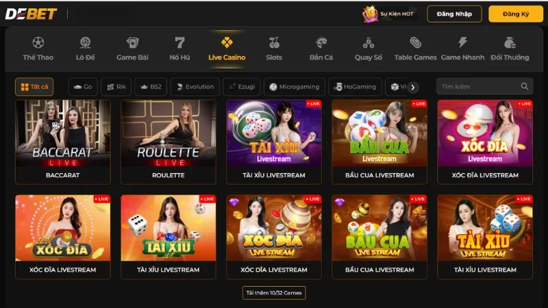 Các trò chơi phổ biến tại Casino Debet